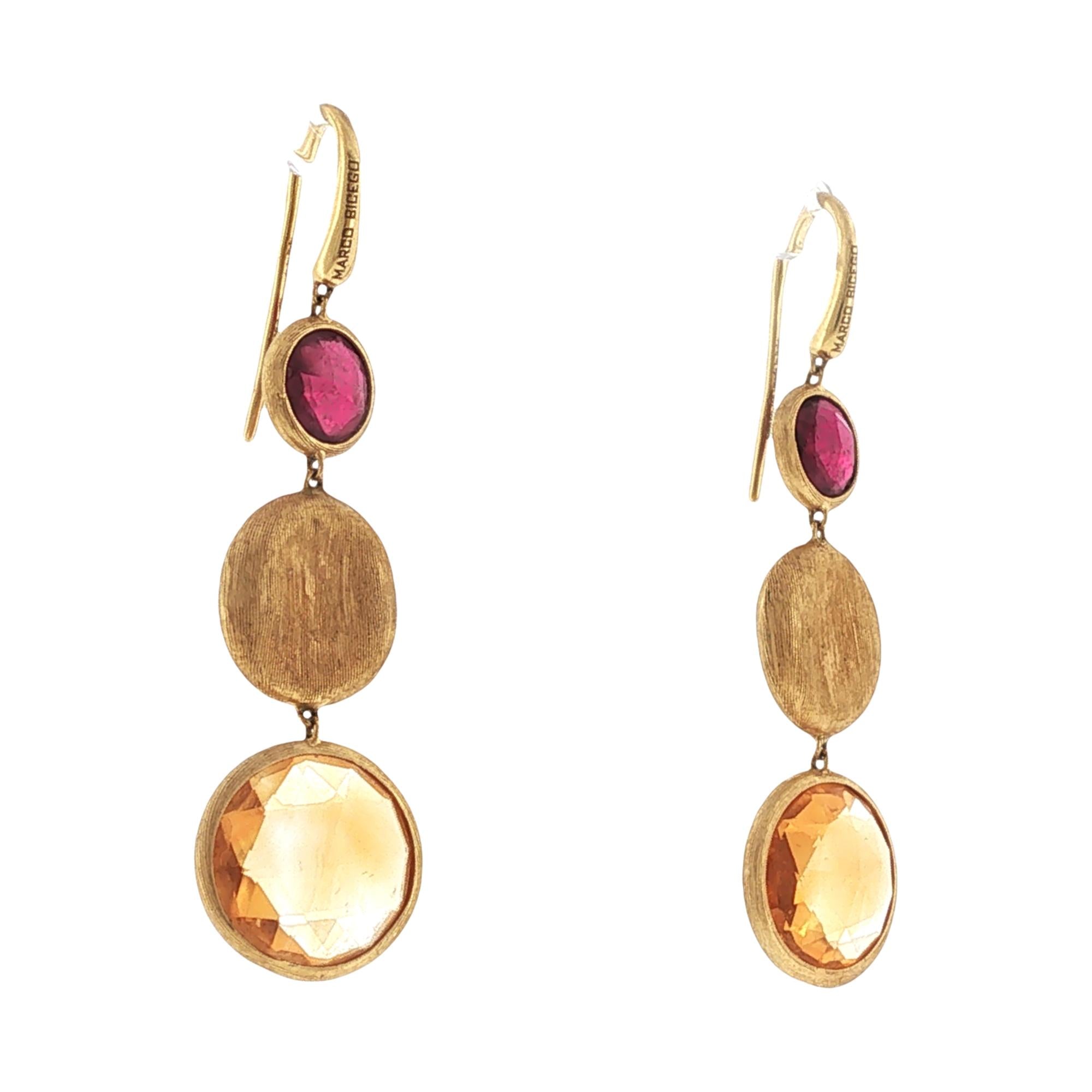 Marco Bicego Jaipur Color Gemstone 18 Karat Yellow Gold Dangle Drop Earrings