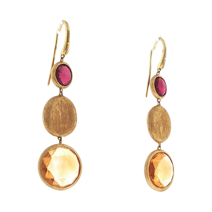 Marco Bicego Jaipur Color Gemstone 18 Karat Yellow Gold Dangle Drop Earrings