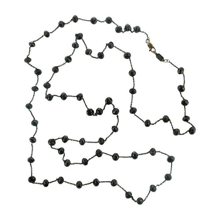 Kwiat 18 Karat White Gold Faceted Natural Black Diamond Bead 44 Inch Necklace