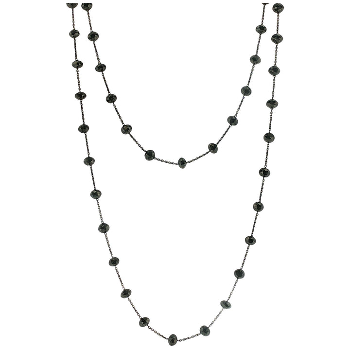 Kwiat 18 Karat White Gold Faceted Natural Black Diamond Bead 44 Inch Necklace