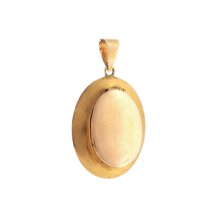Victorian Enamel 14 Karat Yellow Gold Portrait Locket Pendant