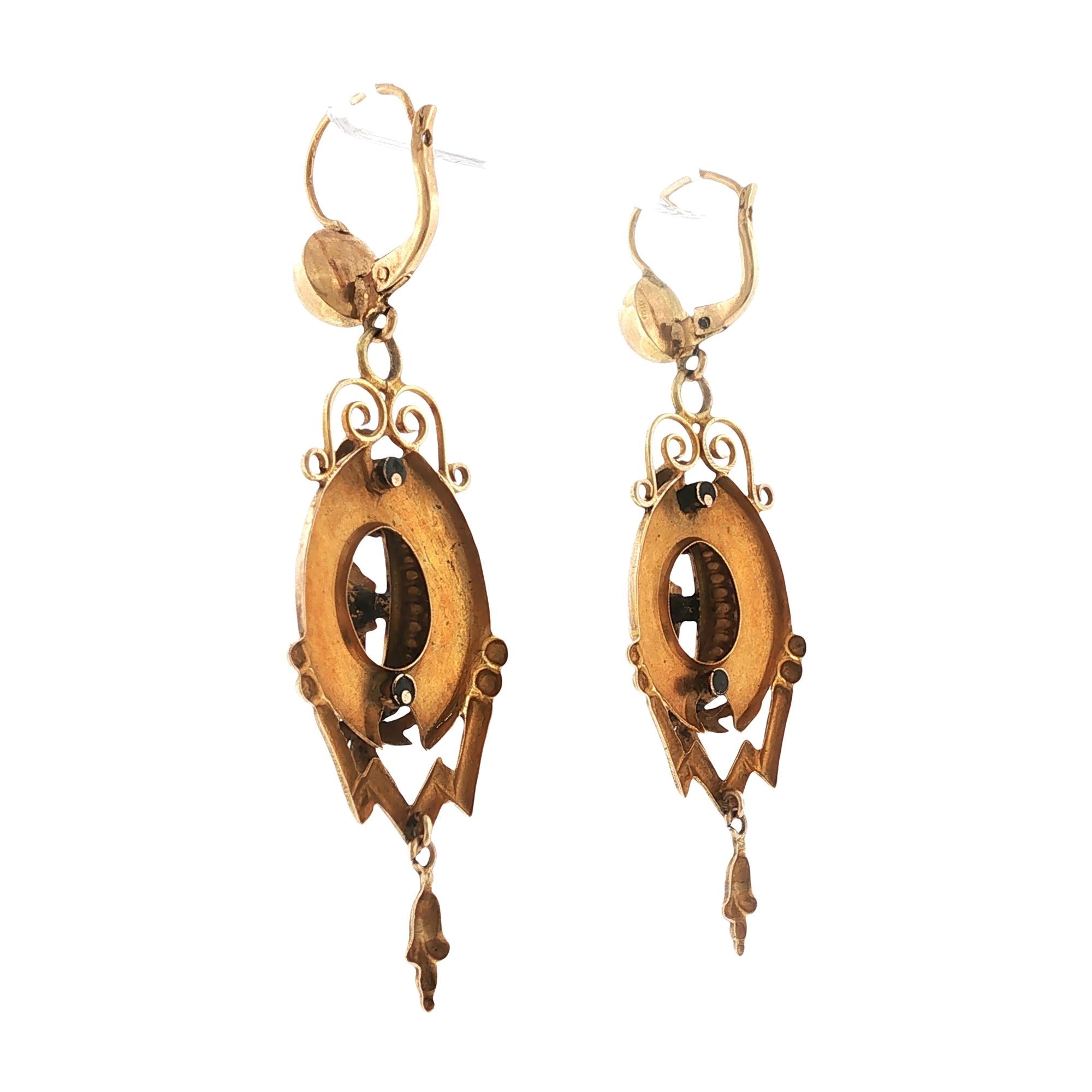 Victorian Turquoise Gemstone Dangle Drop Antique Earrings