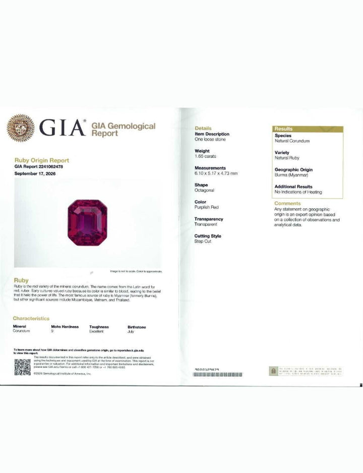 Antique No Heat Burma Ruby Old European-Cut Diamond 18KYG Three Stone Ring GIA