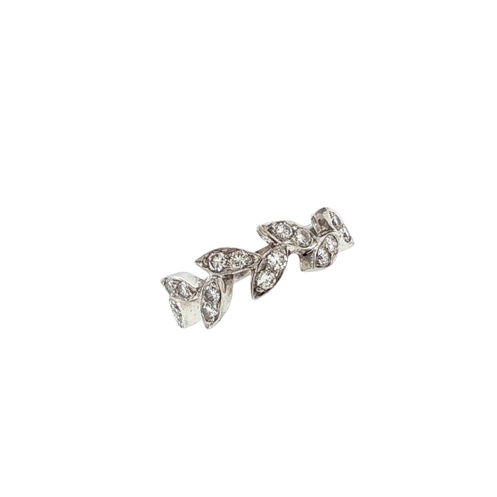 Diamond Leaf Motif Platinum Modern Band Ring Size 6.5