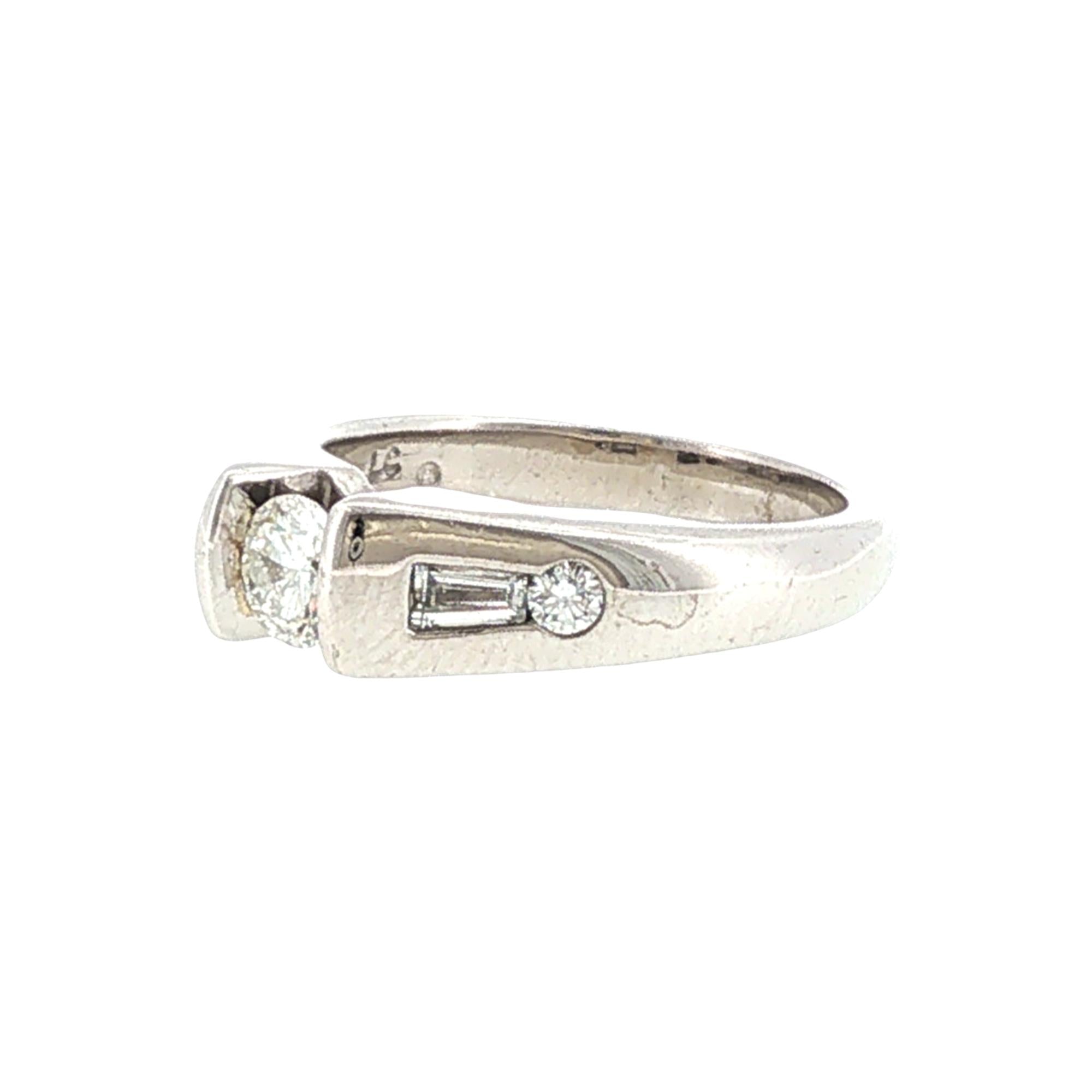Diamond 14 Karat White Gold Solitaire with Accents Engagment Ring