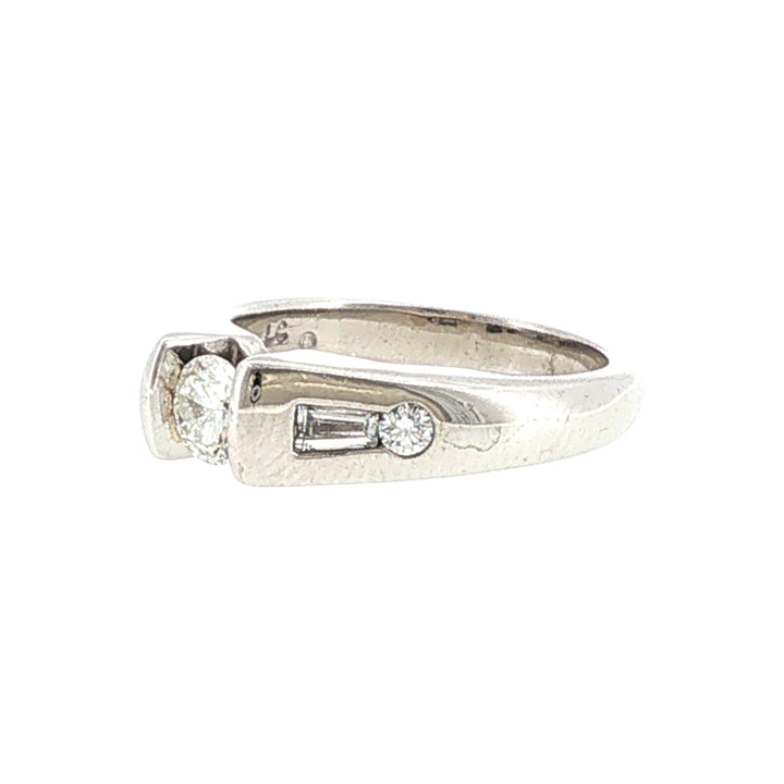 Diamond 14 Karat White Gold Solitaire with Accents Engagment Ring