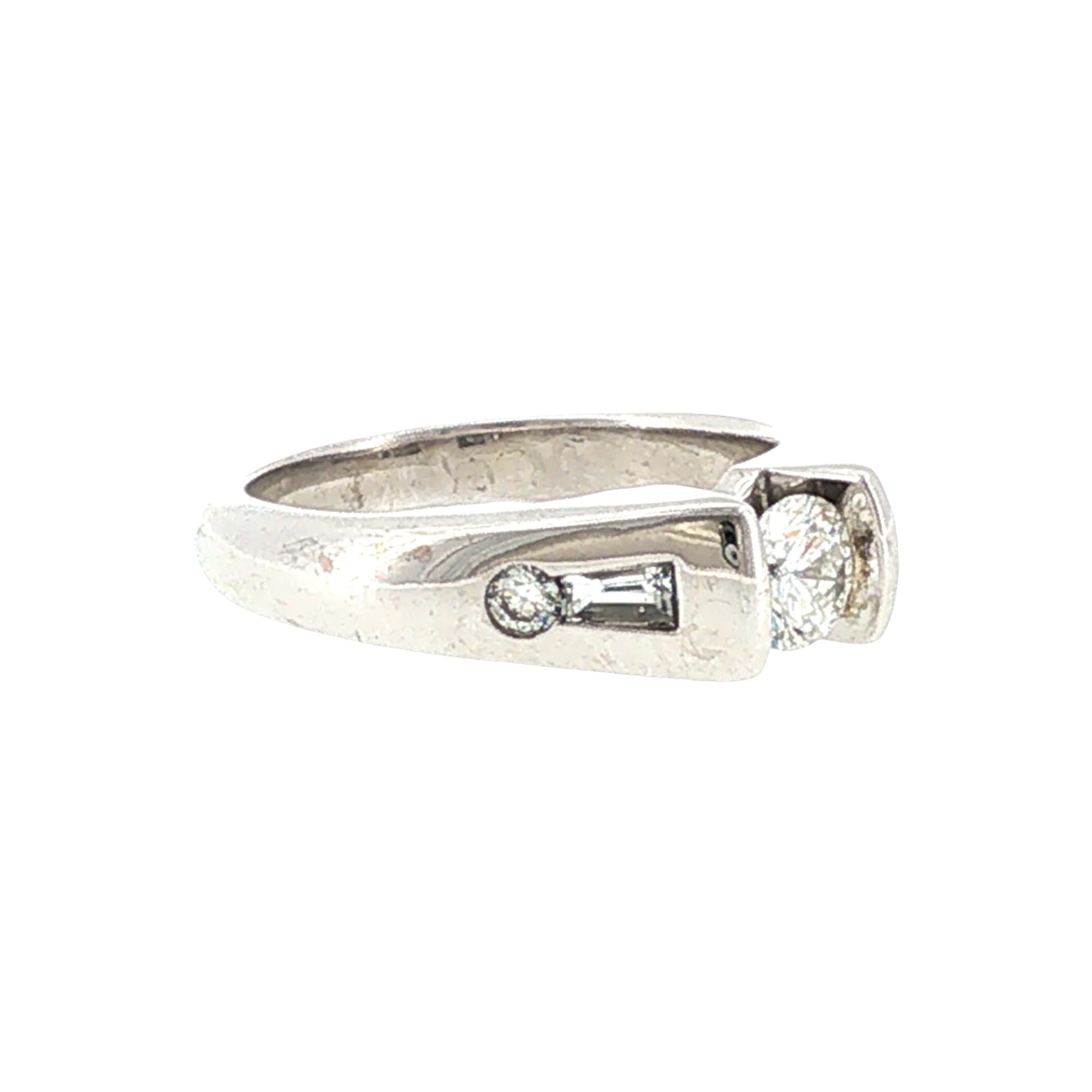Diamond 14 Karat White Gold Solitaire with Accents Engagment Ring
