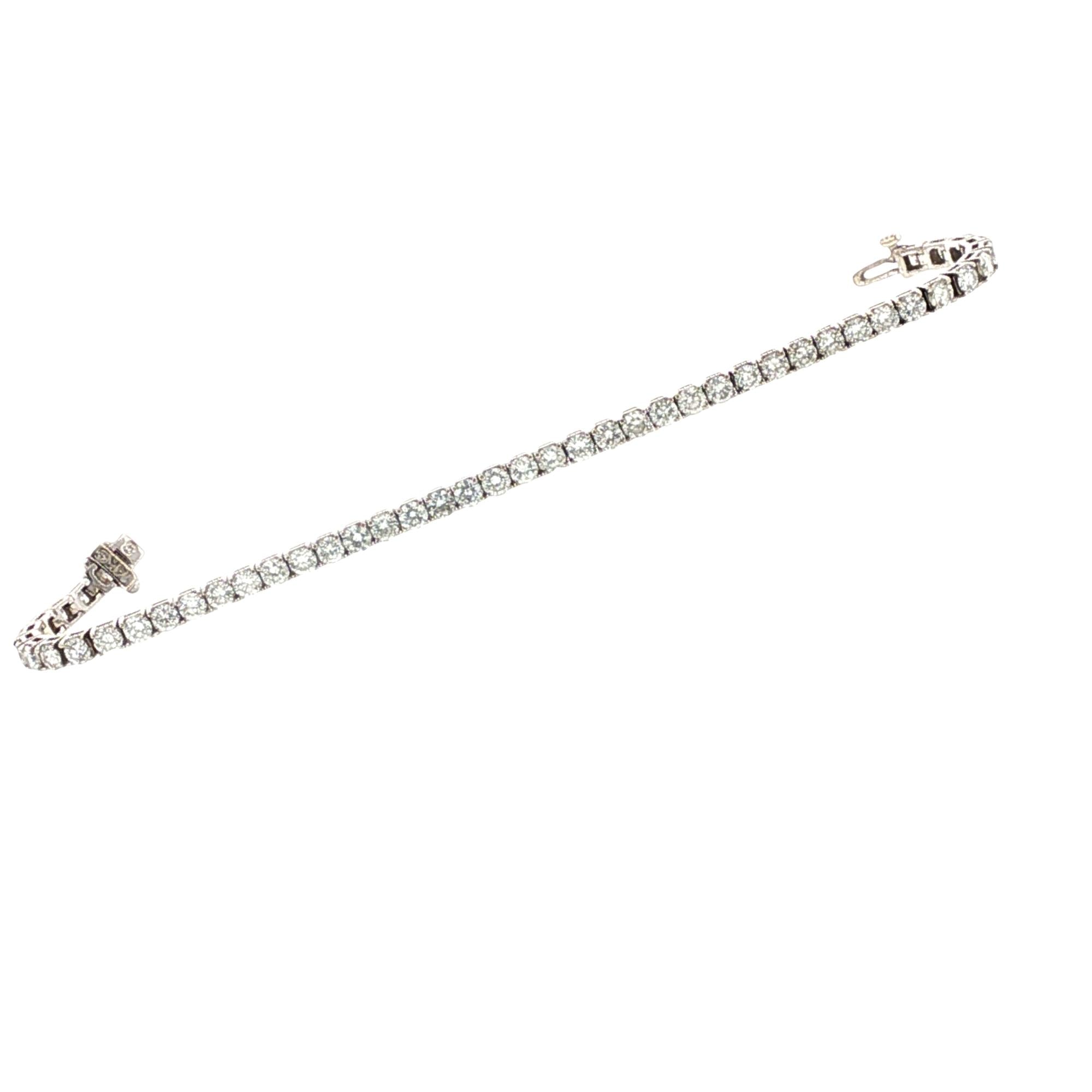 8.00 CTW Round Brilliant-Cut Diamond 14K White Gold Tennis Bracelet