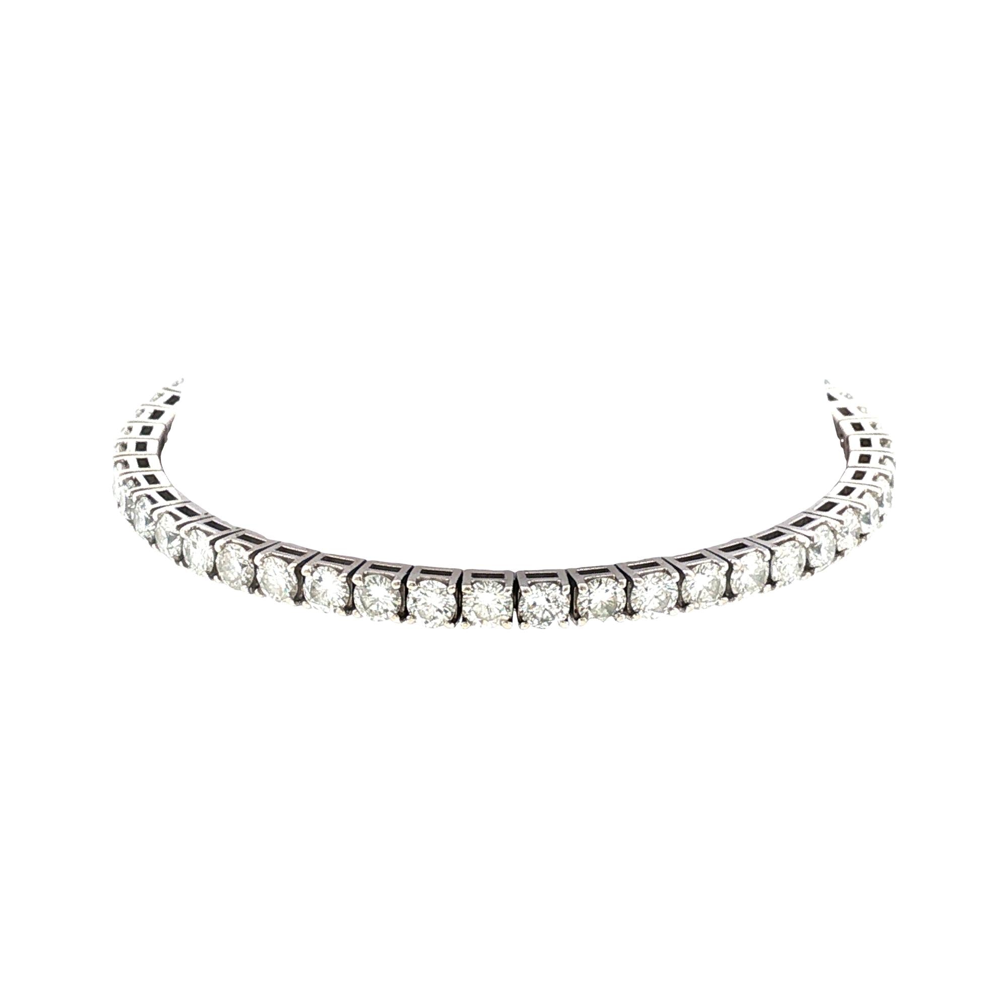8.00 CTW Round Brilliant-Cut Diamond 14K White Gold Tennis Bracelet