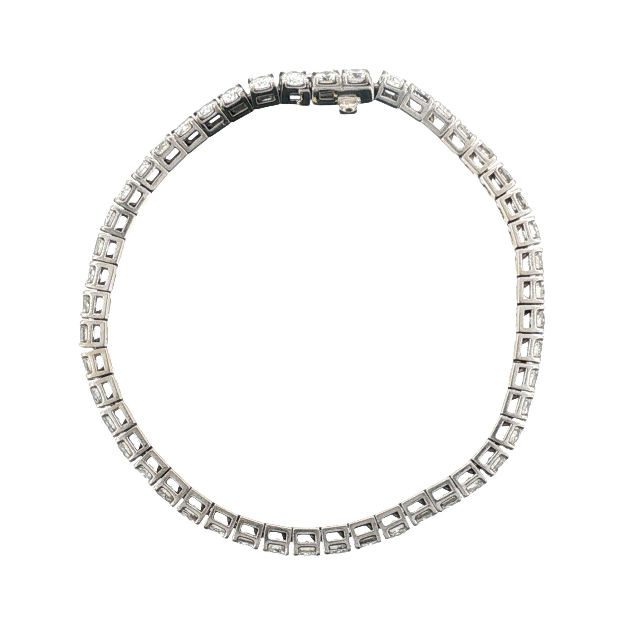 8.00 CTW Round Brilliant-Cut Diamond 14K White Gold Tennis Bracelet