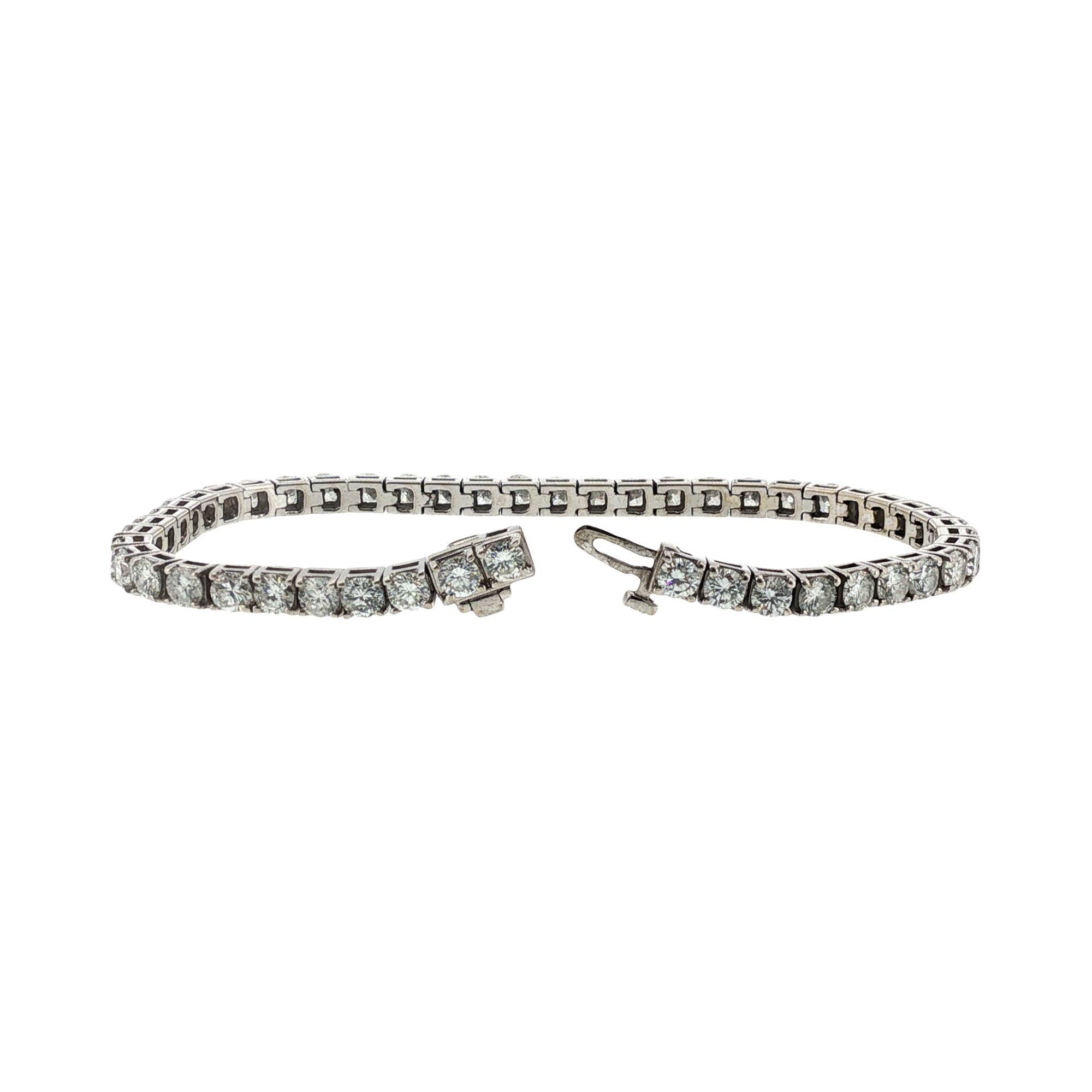 8.00 CTW Round Brilliant-Cut Diamond 14K White Gold Tennis Bracelet
