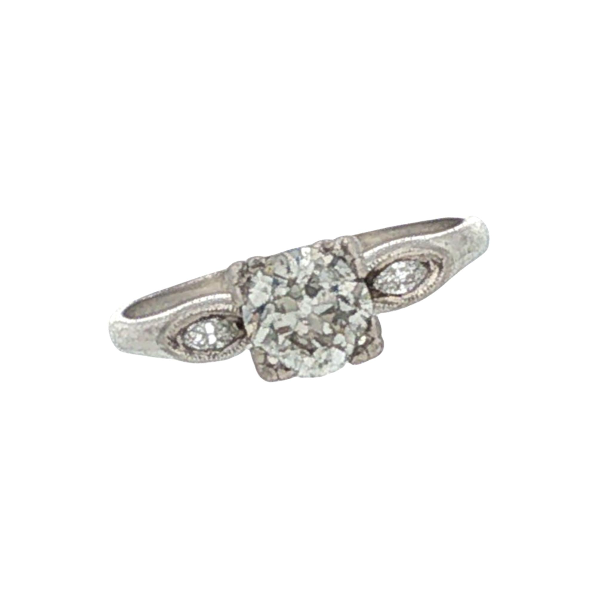 Old European Cut Diamond Platinum Vintage Engagement Ring