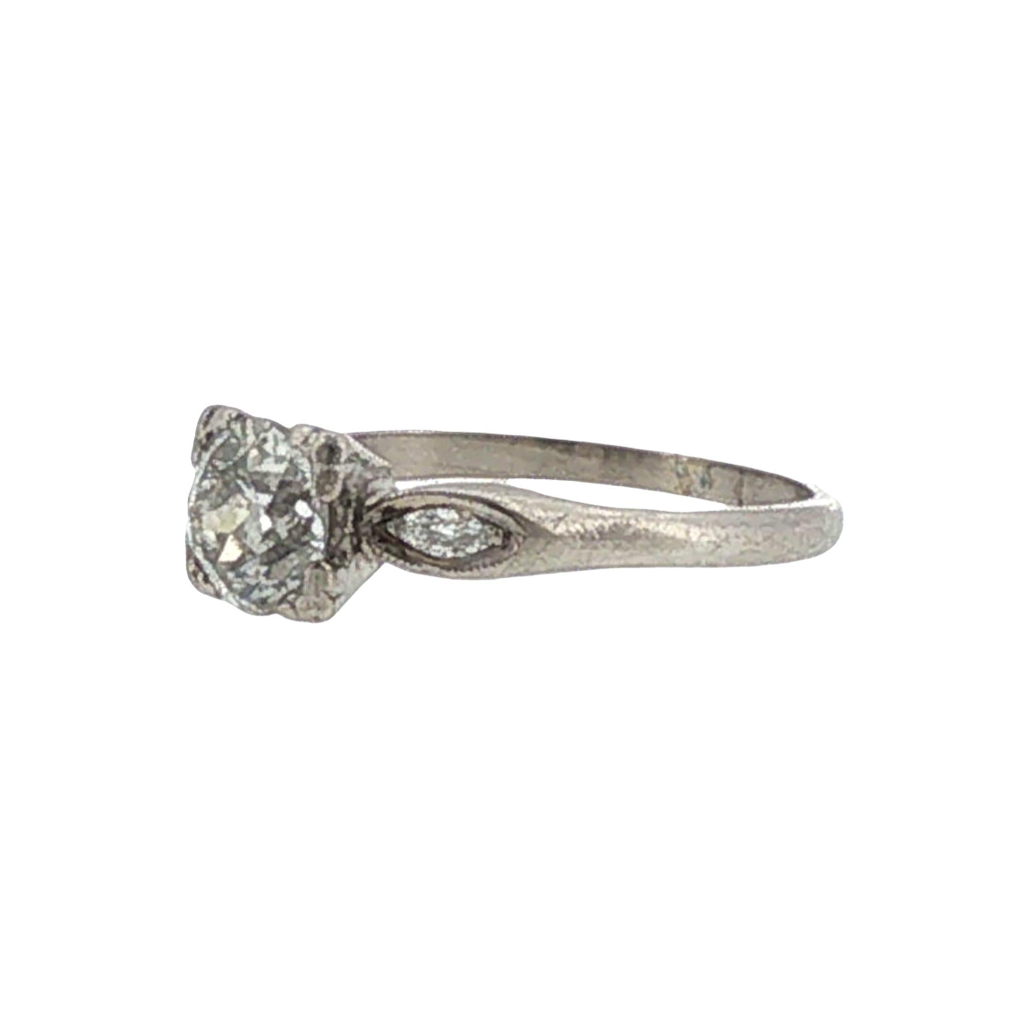 Old European Cut Diamond Platinum Vintage Engagement Ring