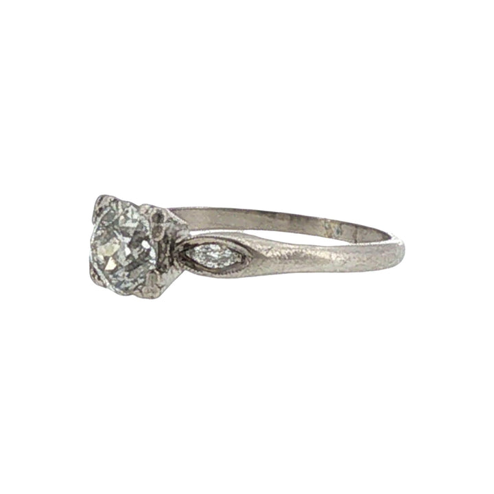 Old European Cut Diamond Platinum Vintage Engagement Ring
