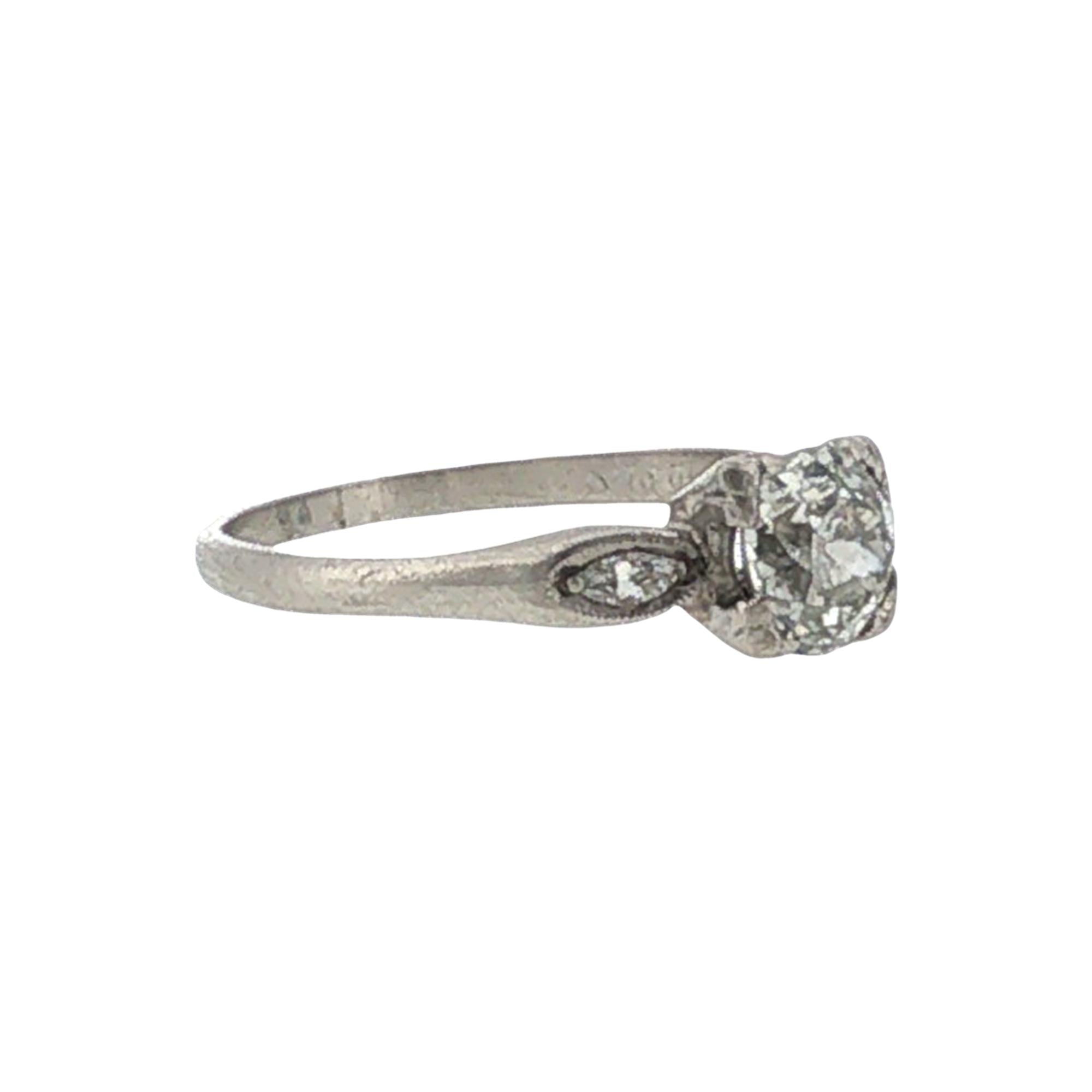 Old European Cut Diamond Platinum Vintage Engagement Ring