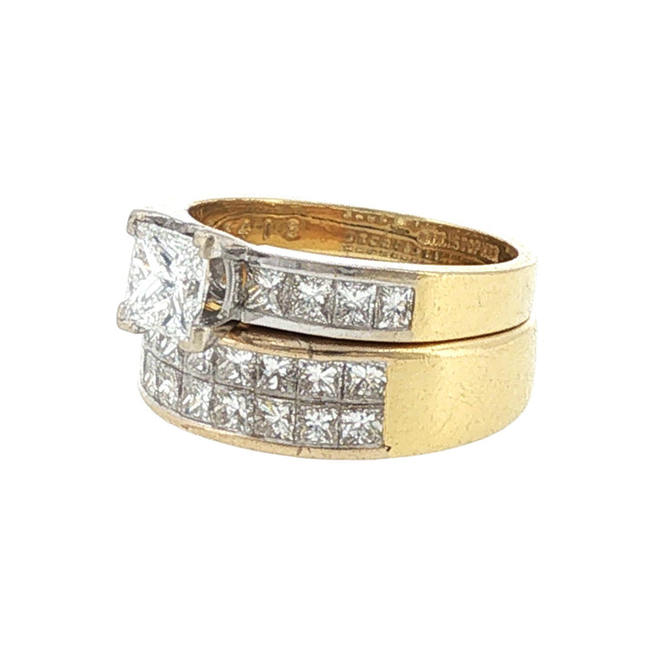 Christopher Designs Princess Cut Diamond Bridal Set Engagement Ring Wedding Band