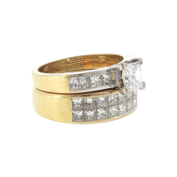 Christopher Designs Princess Cut Diamond Bridal Set Engagement Ring Wedding Band