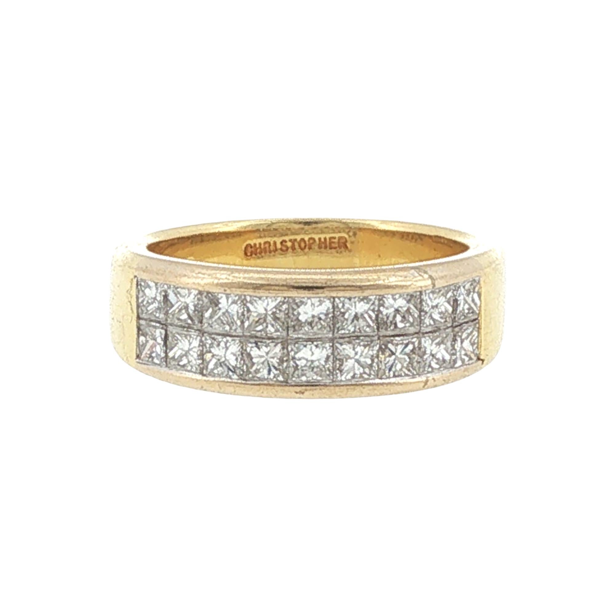 Christopher Designs Princess Cut Diamond Bridal Set Engagement Ring Wedding Band