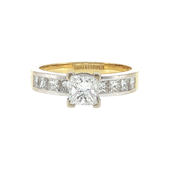 Christopher Designs Princess Cut Diamond Bridal Set Engagement Ring Wedding Band