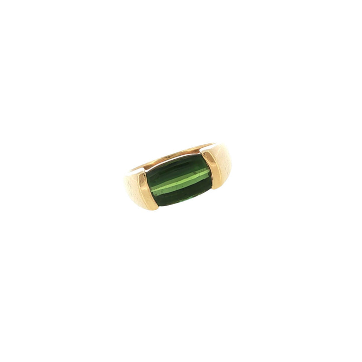 Green Tourmaline 18 Karat Yellow Gold Modern Ring