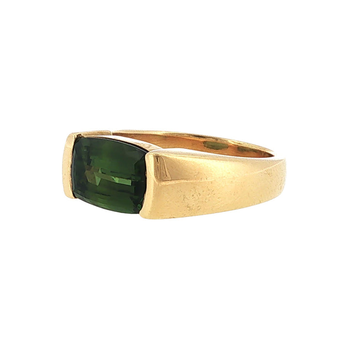 Green Tourmaline 18 Karat Yellow Gold Modern Ring