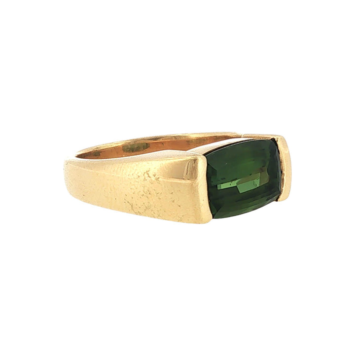 Green Tourmaline 18 Karat Yellow Gold Modern Ring