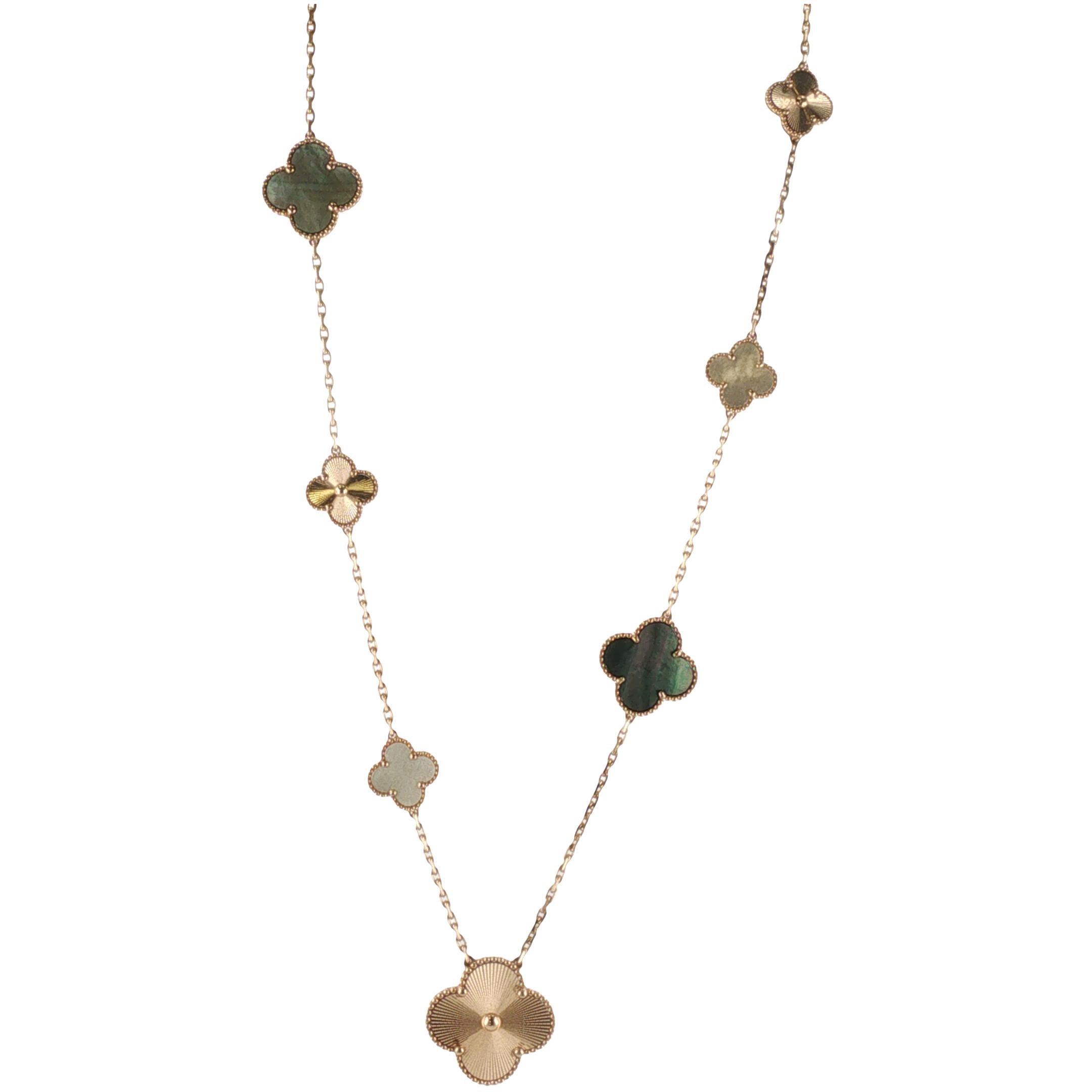 Van Cleef & Arpels Magic Alhambra Transformable 15 Motif Necklace Box/Papers