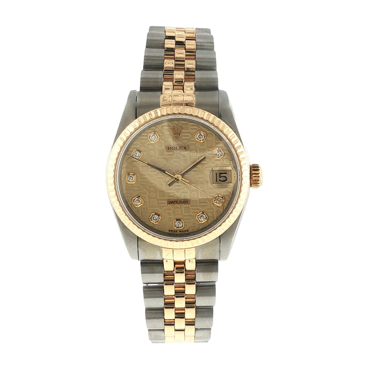 Rolex Datejust Diamond Jubilee Dial 31mm Two Tone Midsize Watch 1995