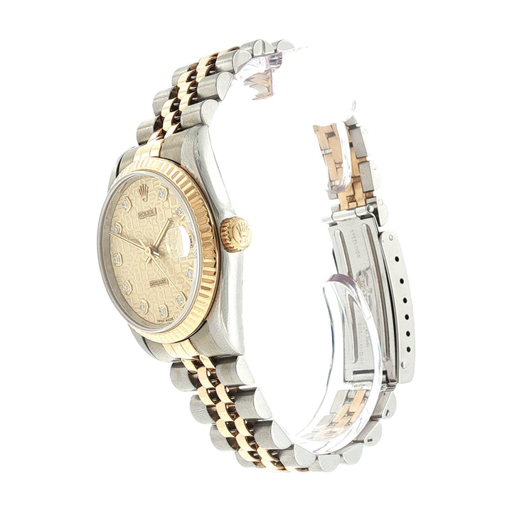 Rolex Datejust Diamond Jubilee Dial 31mm Two Tone Midsize Watch 1995