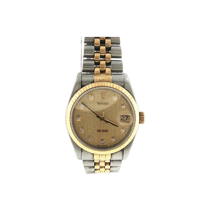 Rolex Datejust Diamond Jubilee Dial 31mm Two Tone Midsize Watch 1995