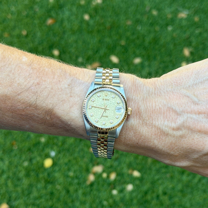 Rolex Datejust Diamond Jubilee Dial 31mm Two Tone Midsize Watch 1995