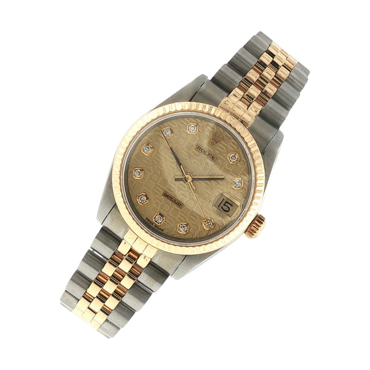Rolex Datejust Diamond Jubilee Dial 31mm Two Tone Midsize Watch 1995