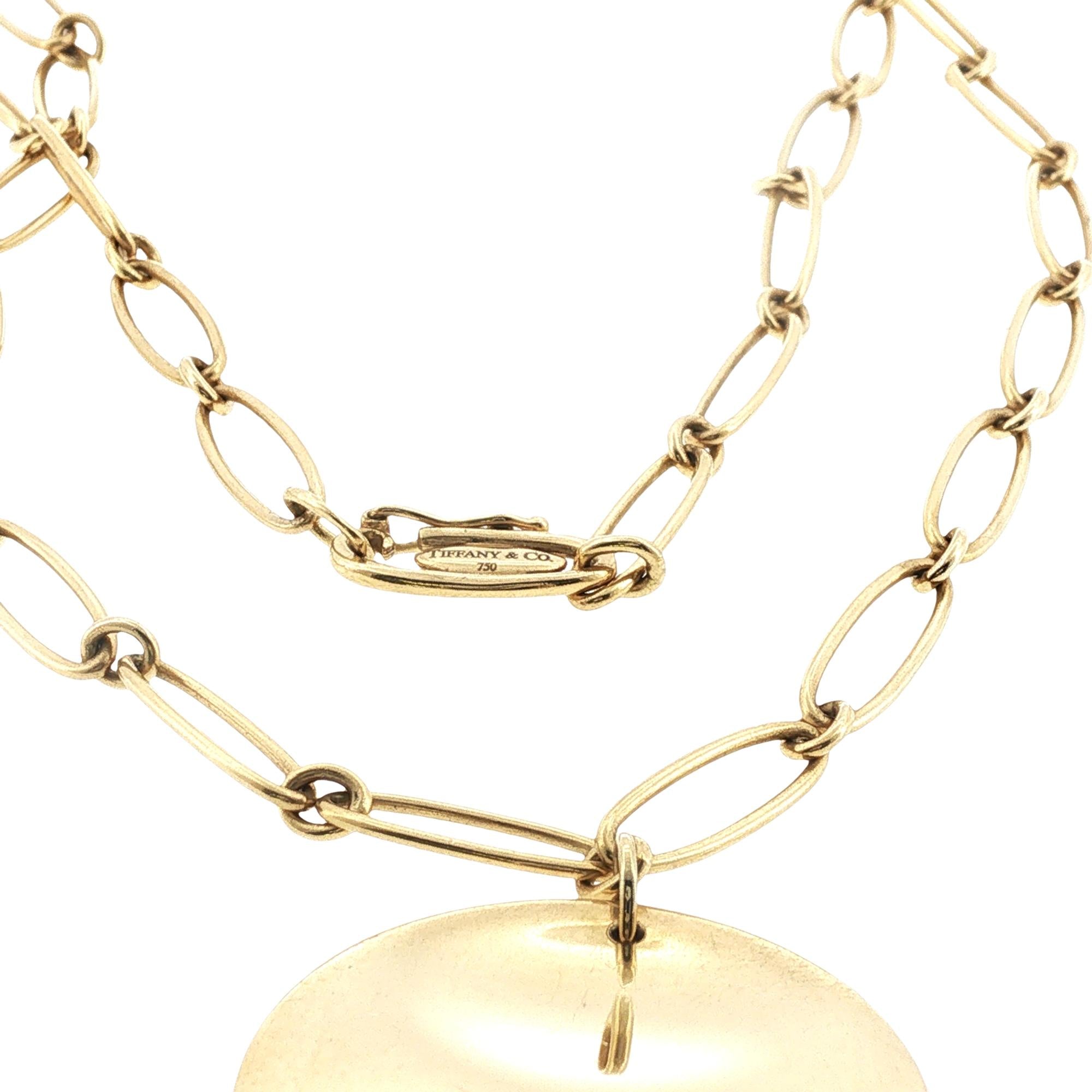 Tiffany & Co Elsa Peretti 18K Yellow Gold Large Gold Disc Pendant Link
