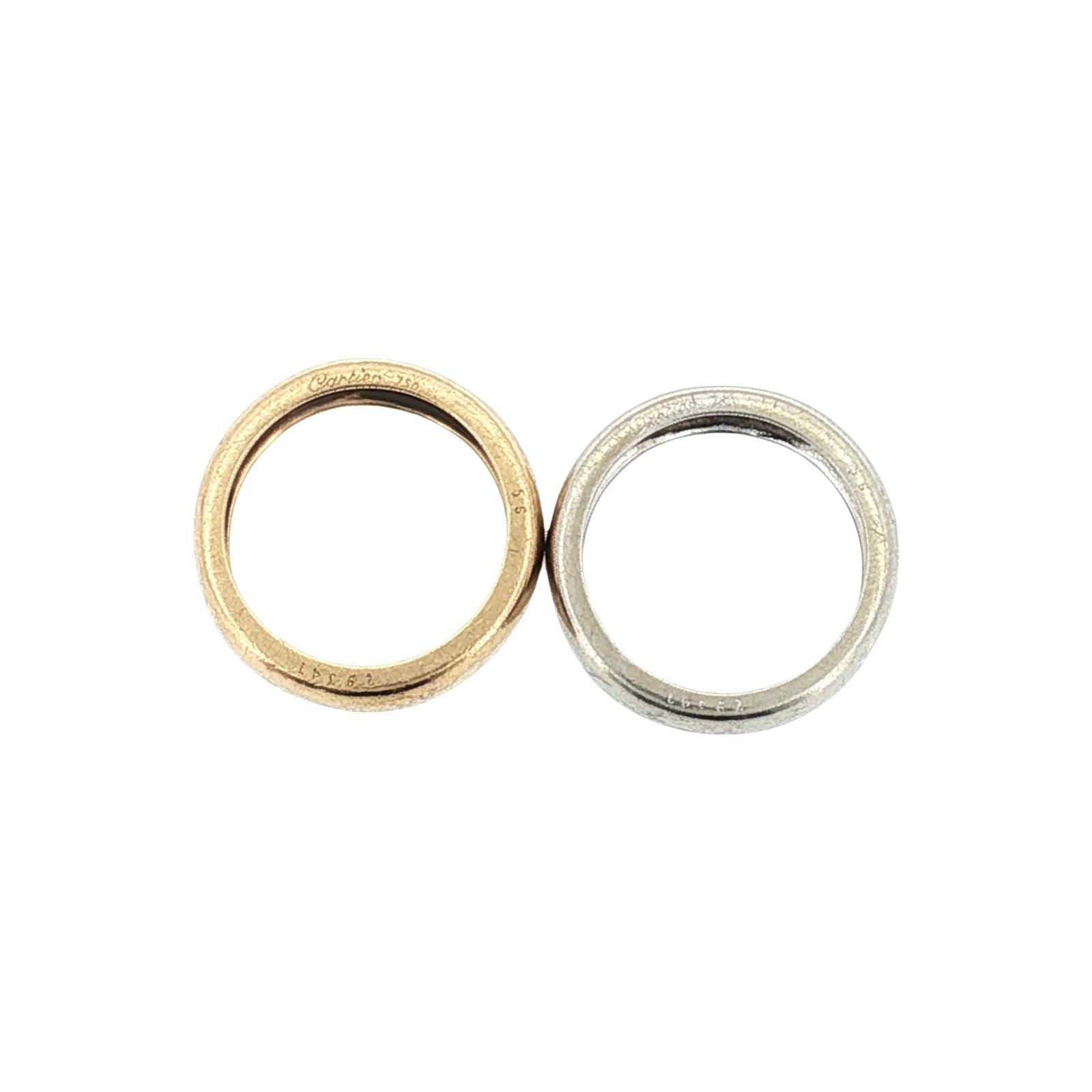 Cartier Love Me Set of Band Rings 18 Karat White & Yellow Gold Size 56 Vintage