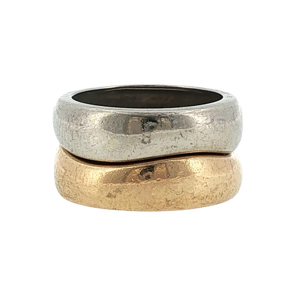Cartier Love Me Set of Band Rings 18 Karat White & Yellow Gold Size 56 Vintage
