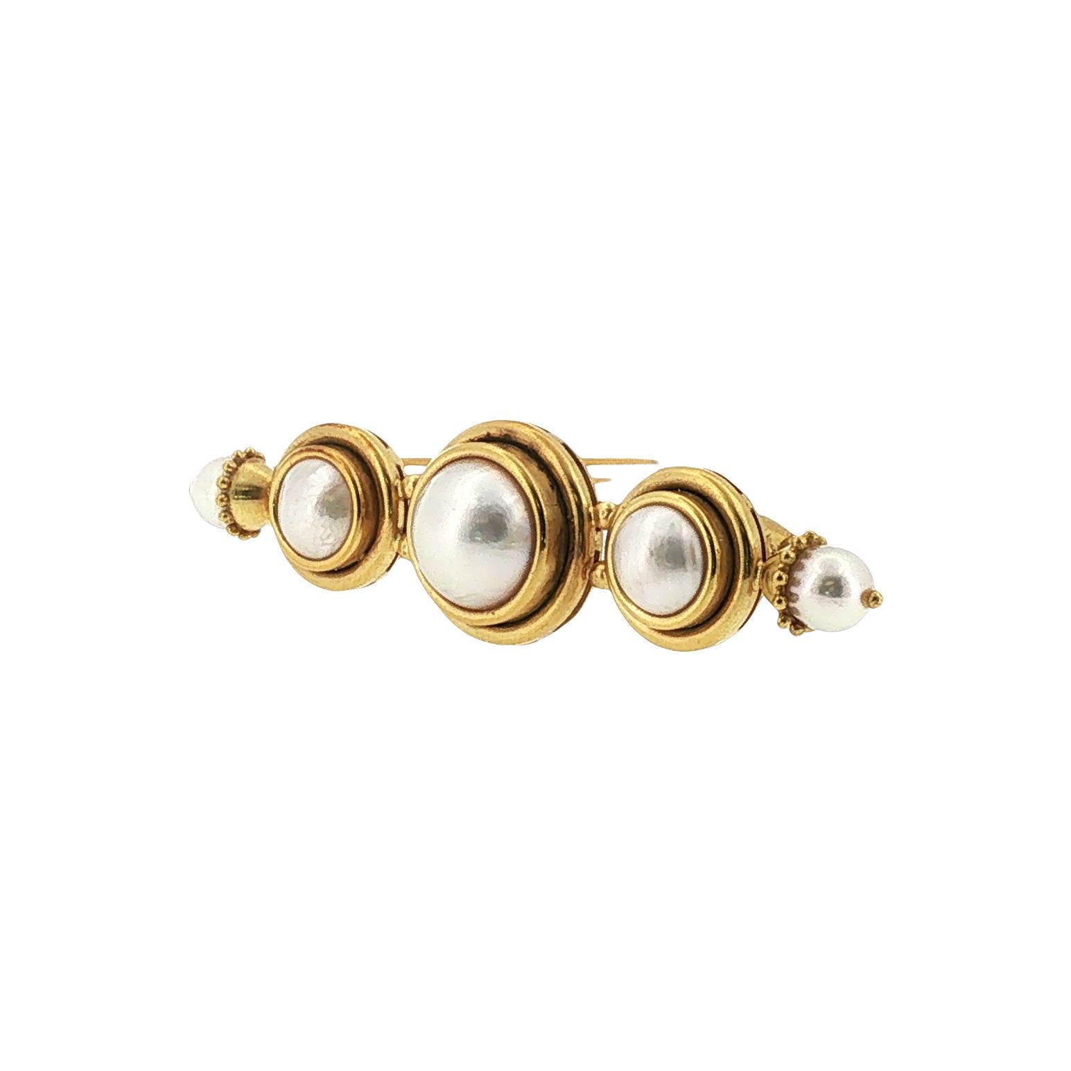 Elizabeth Locke Mabe Pearl 18 Karat Yellow Gold Vintage Brooch Pin