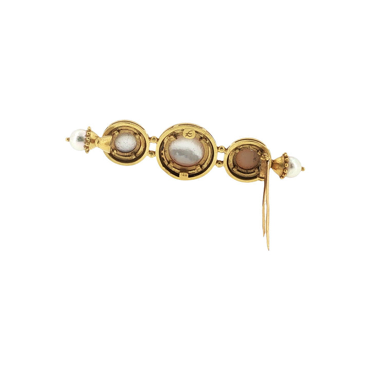 Elizabeth Locke Mabe Pearl 18 Karat Yellow Gold Vintage Brooch Pin