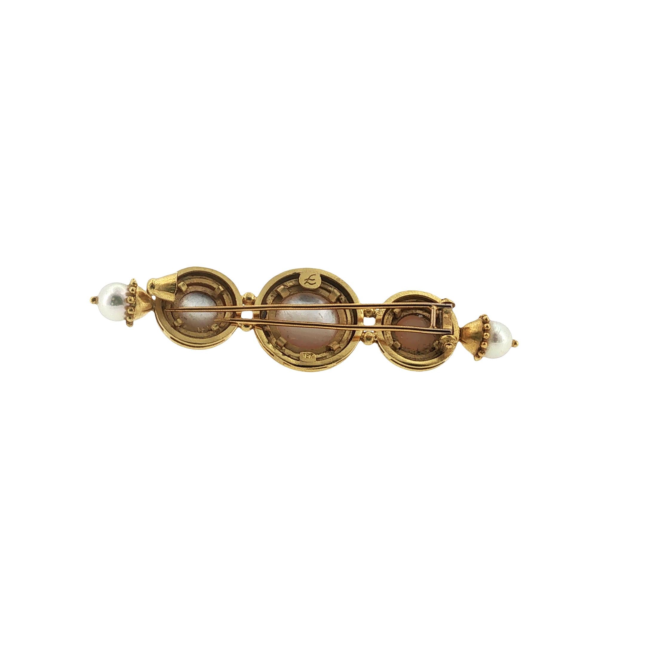 Elizabeth Locke Mabe Pearl 18 Karat Yellow Gold Vintage Brooch Pin