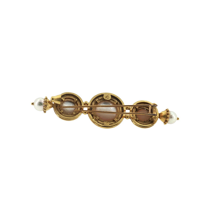 Elizabeth Locke Mabe Pearl 18 Karat Yellow Gold Vintage Brooch Pin