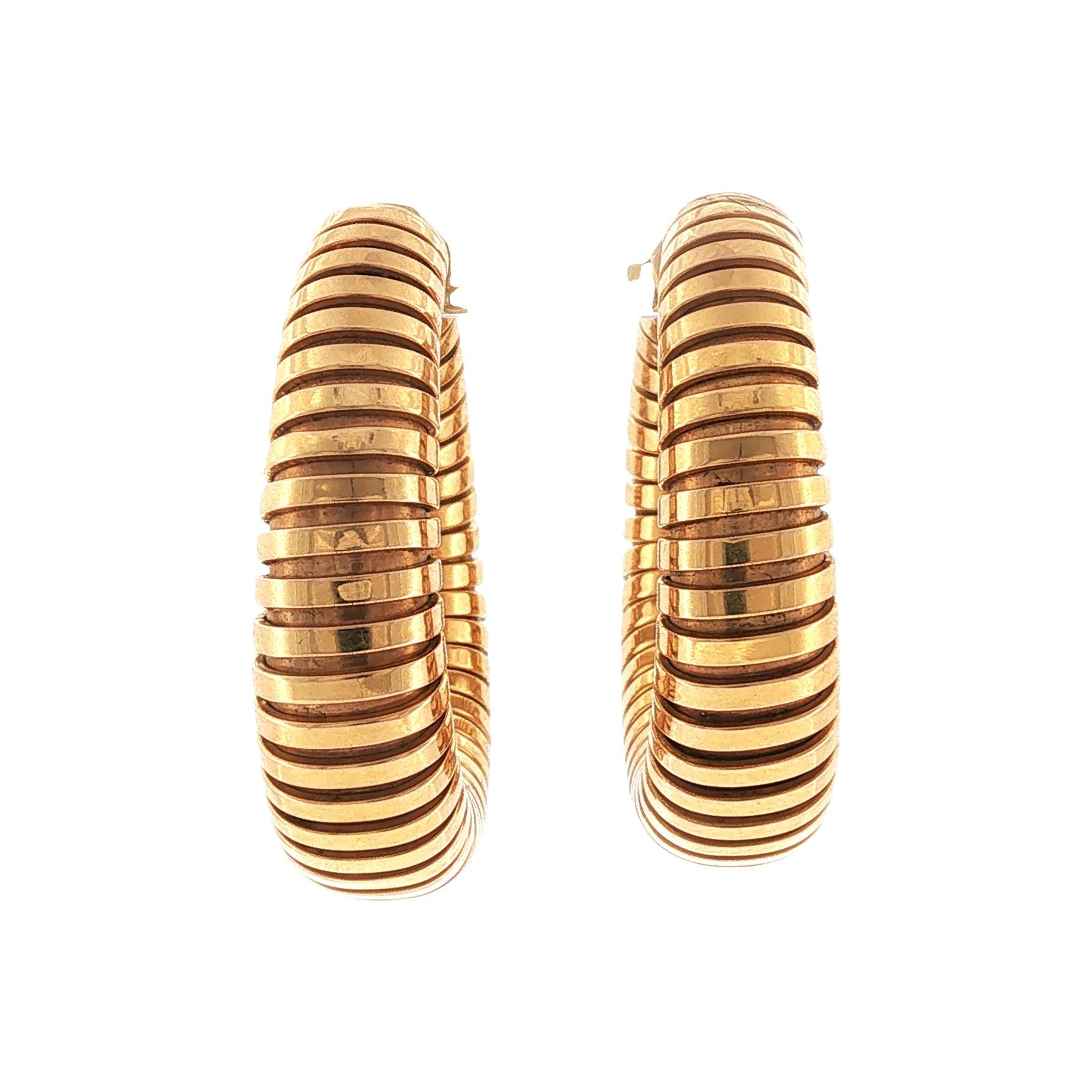18 Karat Rose Gold Tubogas Hoop Earrings