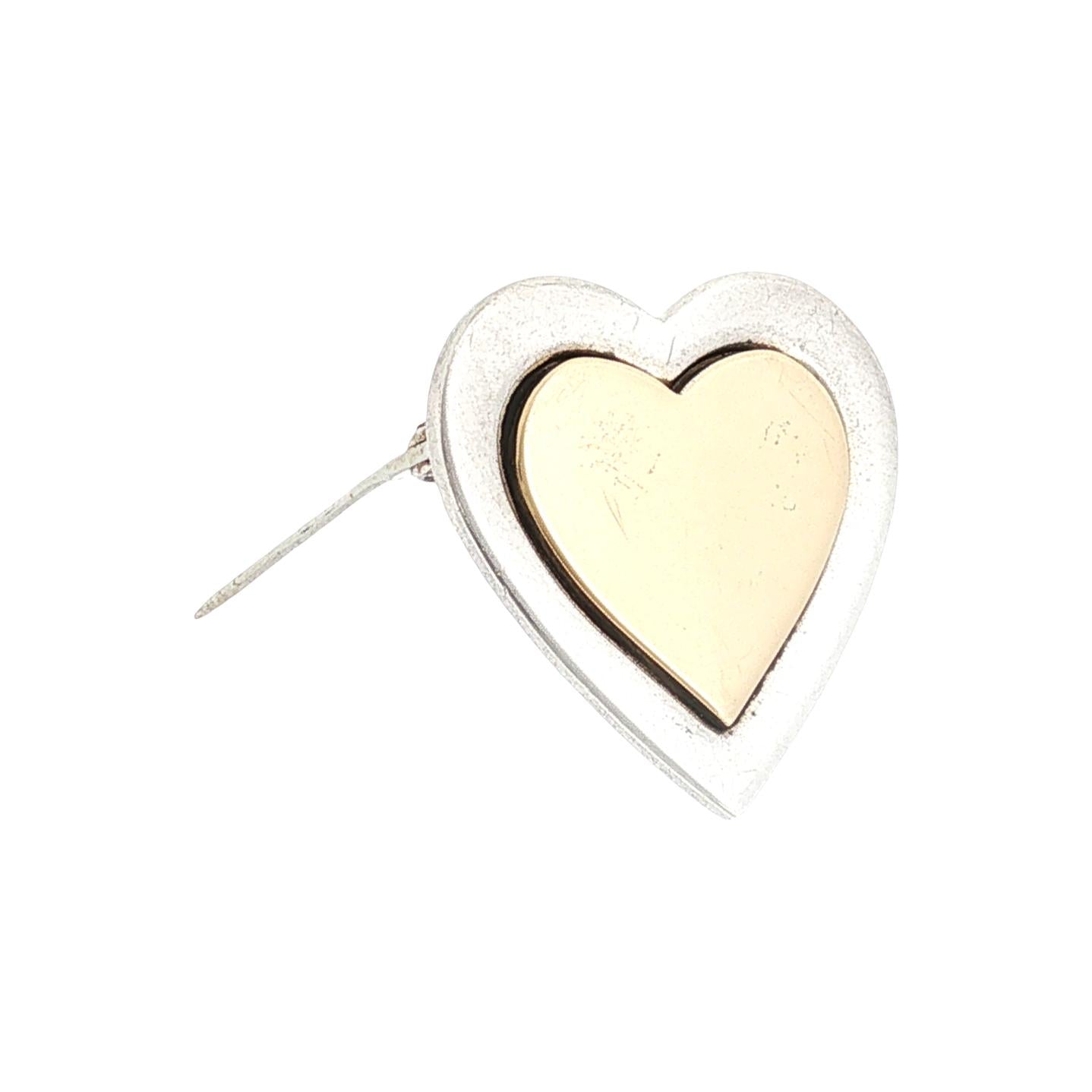 Tiffany & Company 18K Yellow Gold Sterling Silver Vintage Heart Brooch Pin
