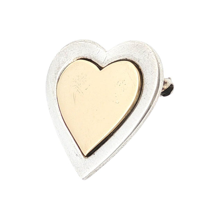 Tiffany & Company 18K Yellow Gold Sterling Silver Vintage Heart Brooch Pin