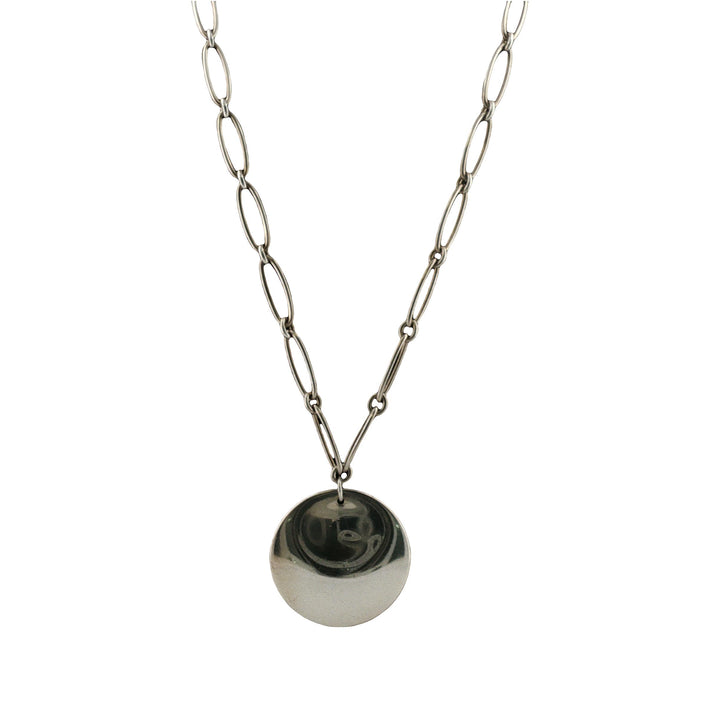 Tiffany & Co. Elsa Peretti Sterling Silver Disc Pendant Oval Link Necklace 17 In