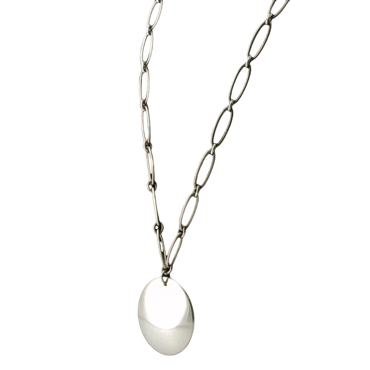 Tiffany & Co. Elsa Peretti Sterling Silver Disc Pendant Oval Link Necklace 17 In
