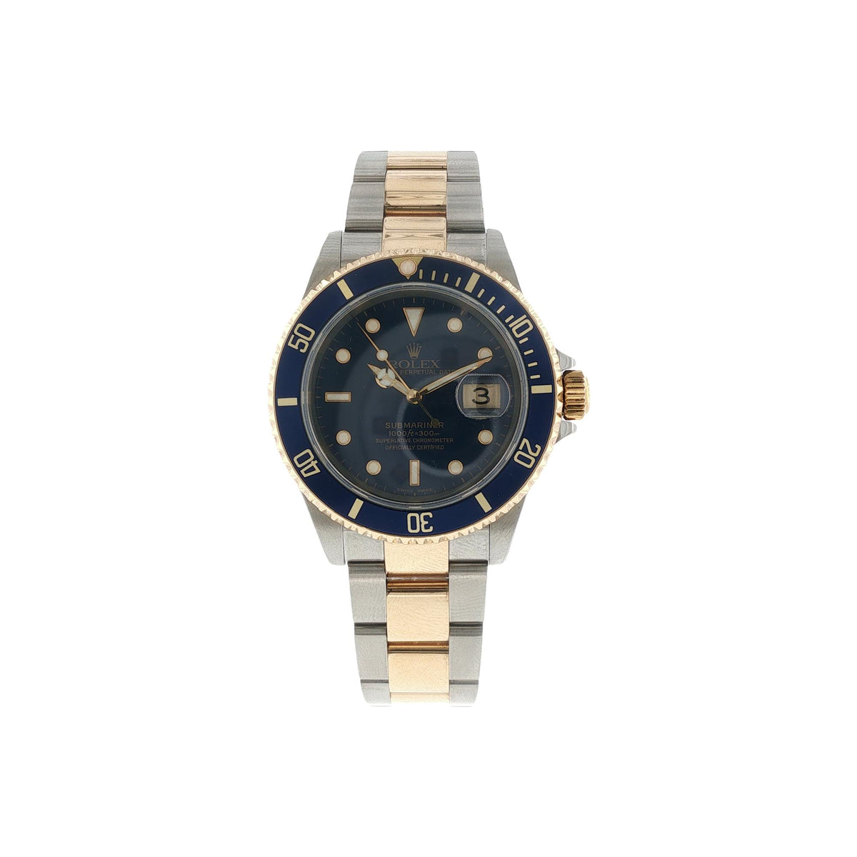 Rolex 40 mm Submariner Two Tone Blue Dial & Bezel Watch 16613  C 1999