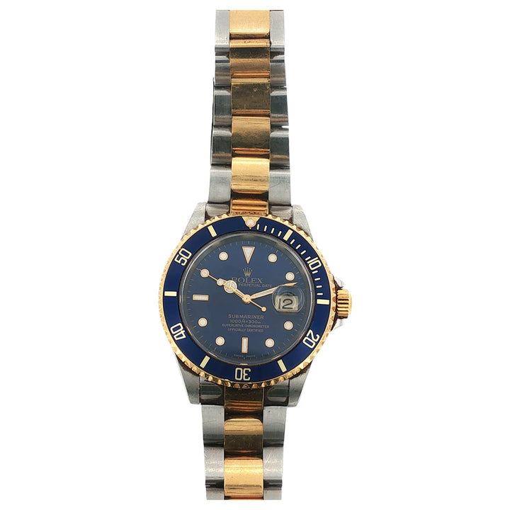 Rolex 40 mm Submariner Two Tone Blue Dial & Bezel Watch 16613  C 1999