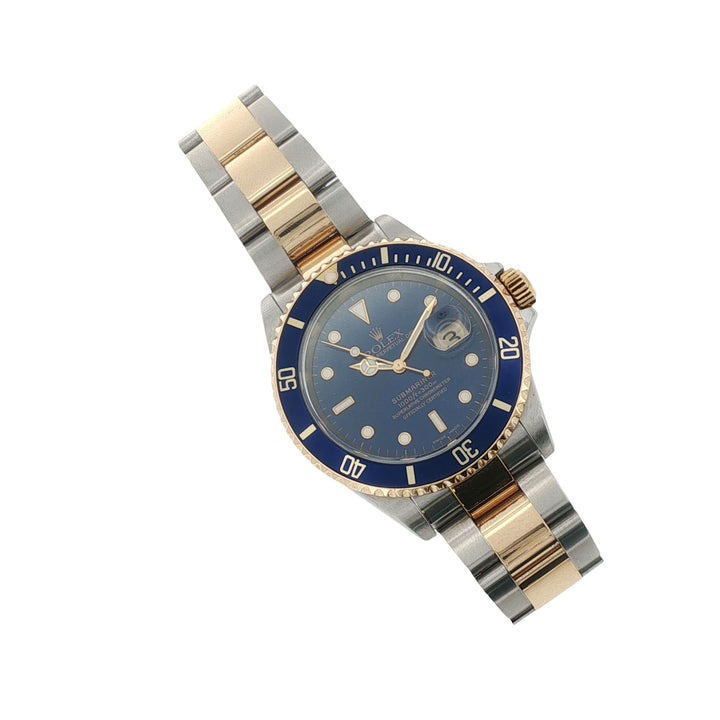 Rolex 40 mm Submariner Two Tone Blue Dial & Bezel Watch 16613  C 1999