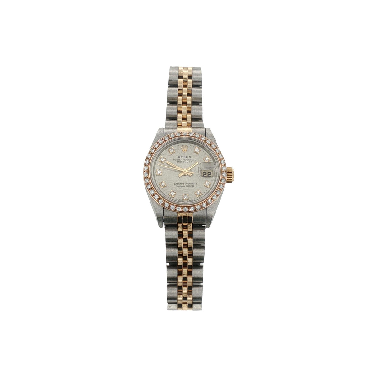 Rolex 26mm Date-Just Jubilee Diamond Dial & Diamond Bezel Ladies Watch 69173