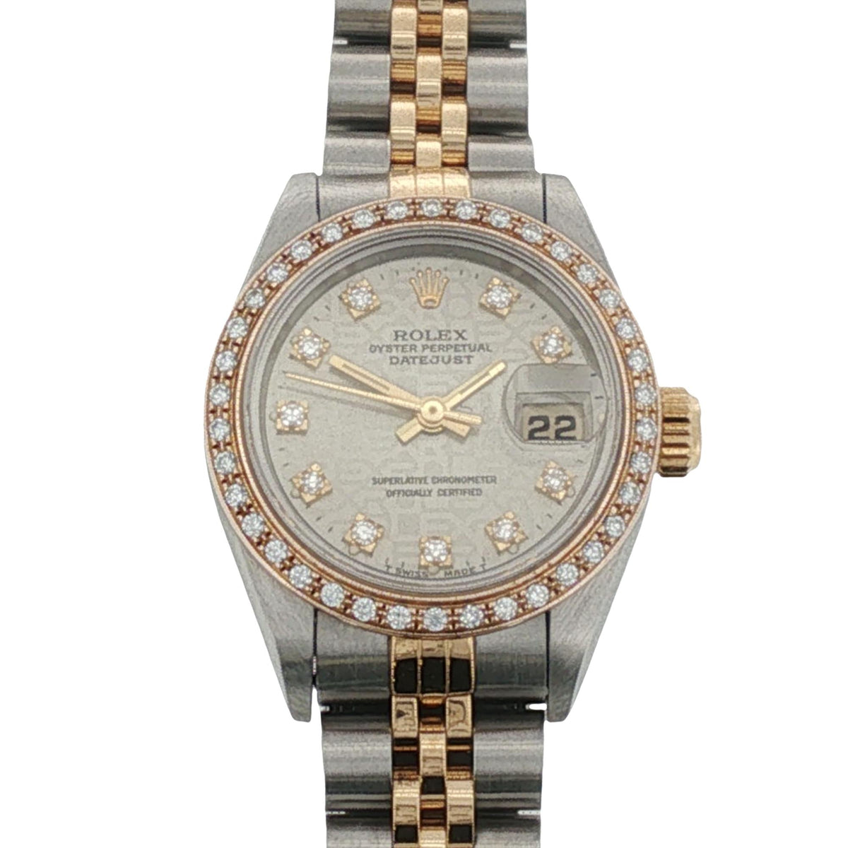 Rolex 26mm Date-Just Jubilee Diamond Dial & Diamond Bezel Ladies Watch 69173