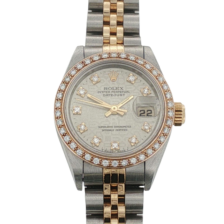 Rolex 26mm Date-Just Jubilee Diamond Dial & Diamond Bezel Ladies Watch 69173